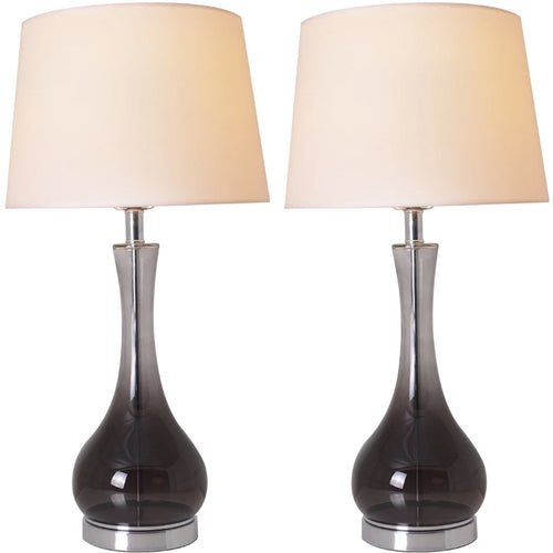 Melati Smoke Gray Ombre Glass Best Table Lamp 28" - Smoke Gray/White (Set of 2) - LEDMyPlace