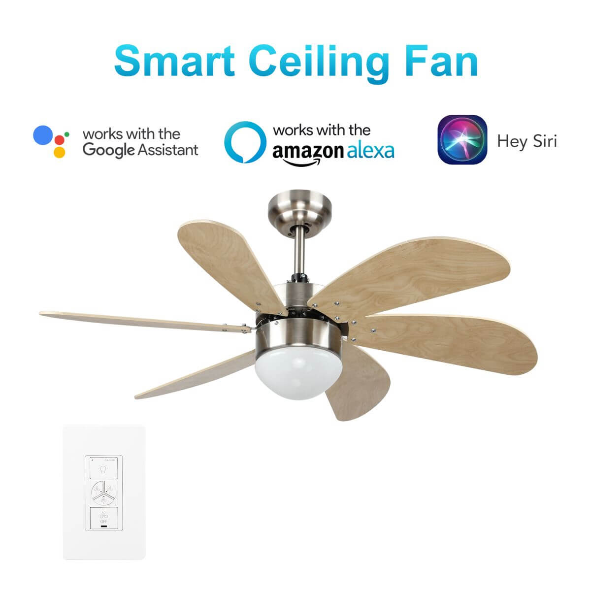 Minimus 38 - inch Indoor Best Smart Ceiling Fan with Light Kit & Wall Control, Works with Alexa/Google Home/Siri - LEDMyPlace