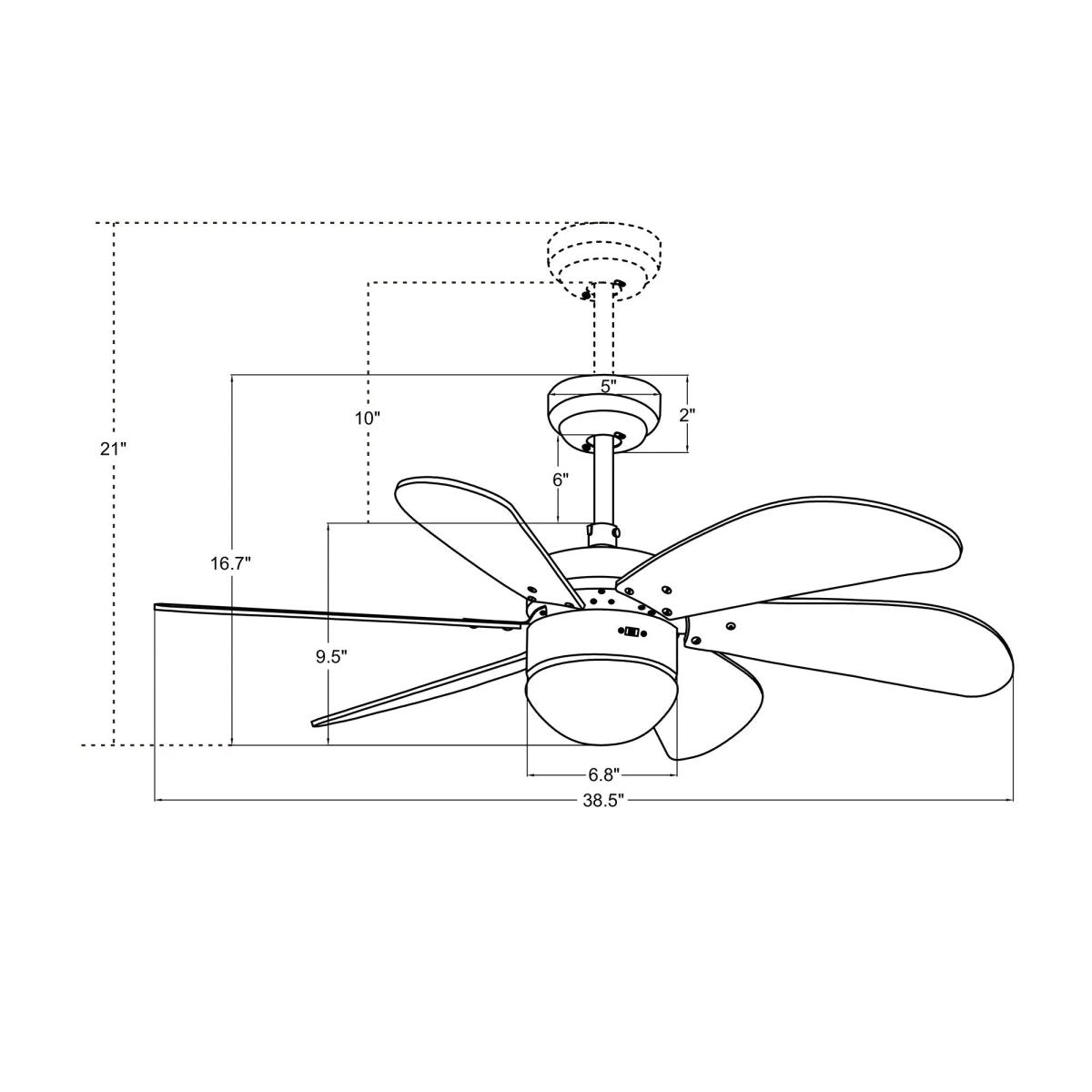 Minimus 38 - inch Indoor Best Smart Ceiling Fan with Light Kit & Wall Control, Works with Alexa/Google Home/Siri - LEDMyPlace