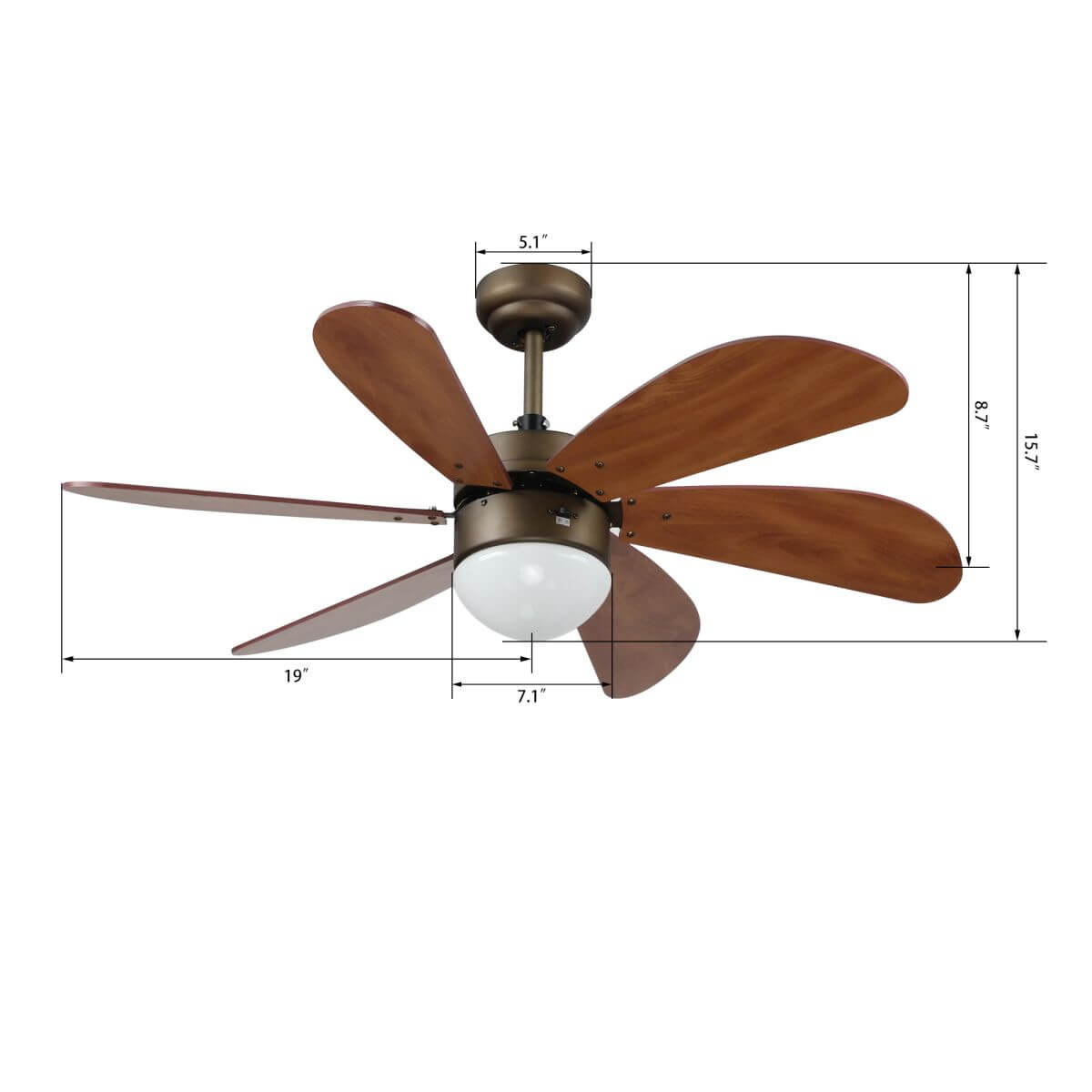 Minimus 38 - inch Indoor Best Smart Ceiling Fan with Light Kit & Wall Control, Works with Alexa/Google Home/Siri - LEDMyPlace