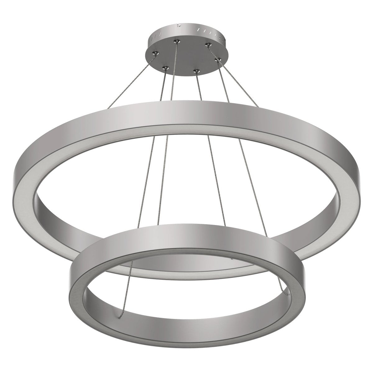 Modern - Double Ring Chandelier With Unique Shade, 115W, 3000K, 5750LM, Dimmable, Pendant Mounting, Aluminum Body Finish - LEDMyPlace