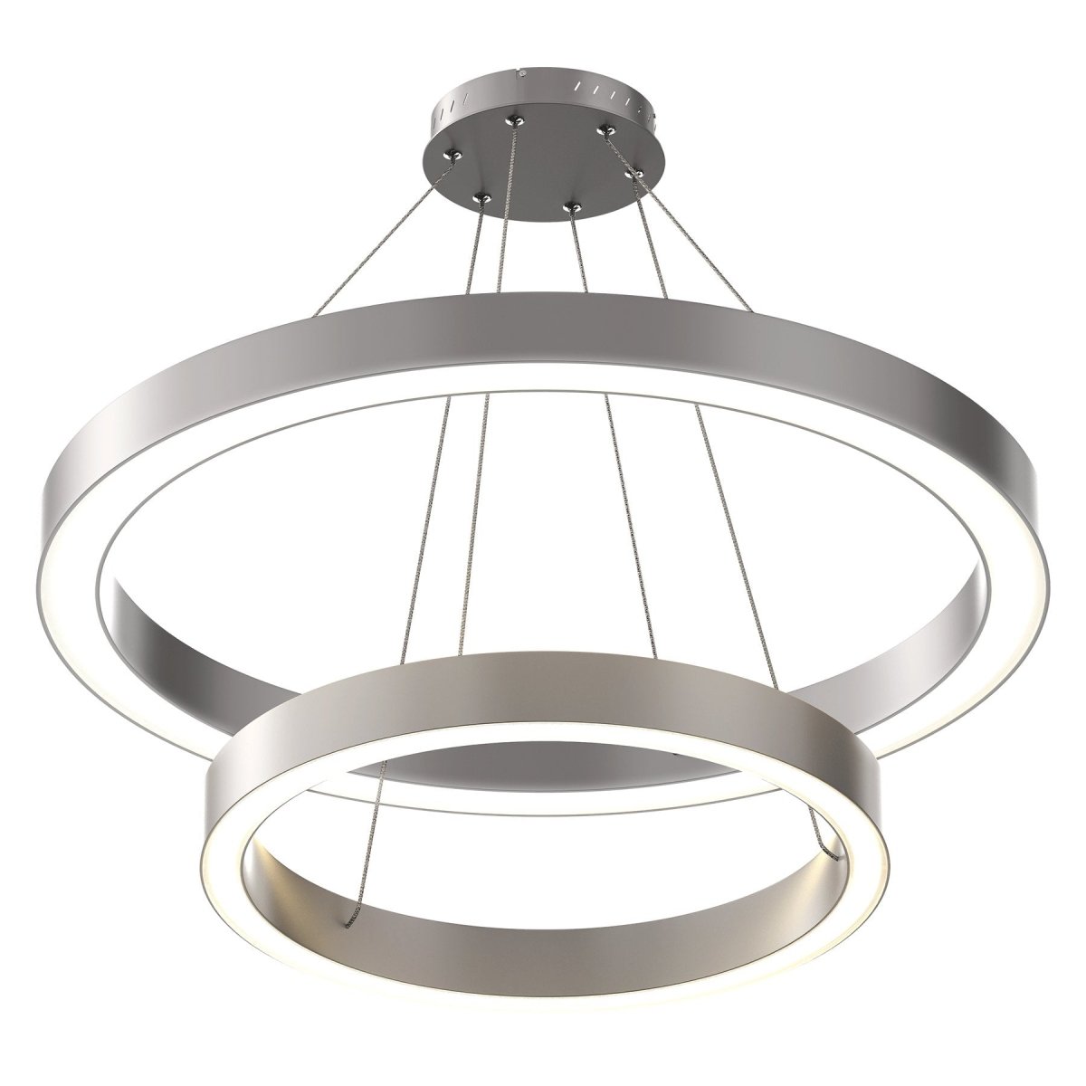 Modern - Double Ring Chandelier With Unique Shade, 115W, 3000K, 5750LM, Dimmable, Pendant Mounting, Aluminum Body Finish - LEDMyPlace