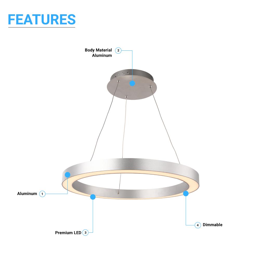 Modern Round Chandeliers with unique design Shade, 49W, 3000K, 2450LM, Dimmable, Pendant Mounting, CRI: 80+, Aluminum Body Finish - LEDMyPlace