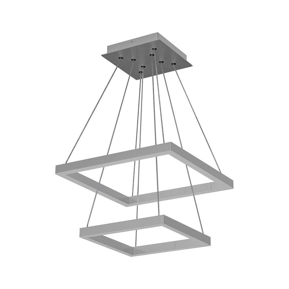 Modern Two - Tier Square Chandelier Lighting, 54W, 3000K, 3016LM, Dimension : 19.7''L×19.7''W×55''H - LEDMyPlace