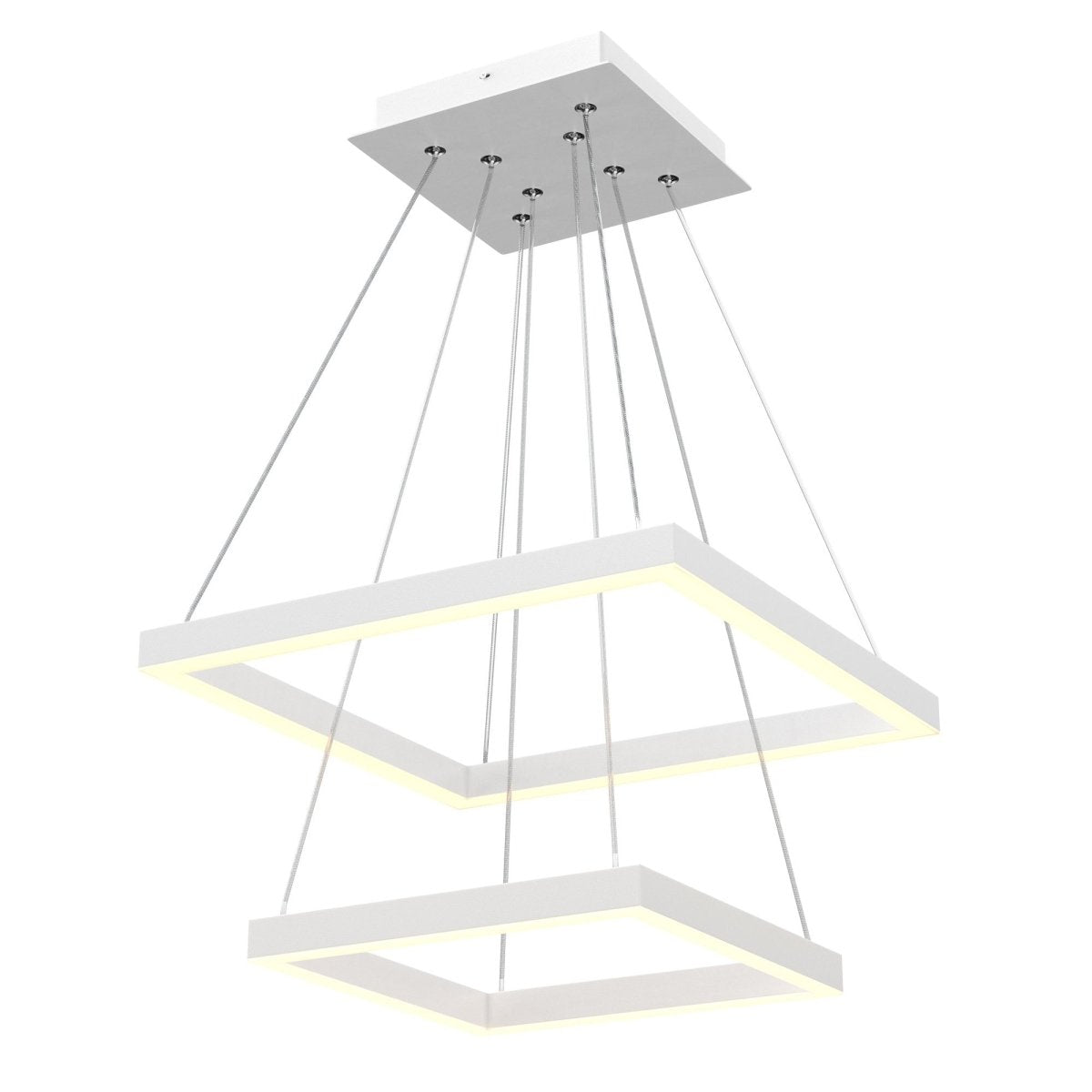 Modern Two - Tier Square Chandelier Lighting, 54W, 3000K, 3016LM, Dimension : 19.7''L×19.7''W×55''H - LEDMyPlace