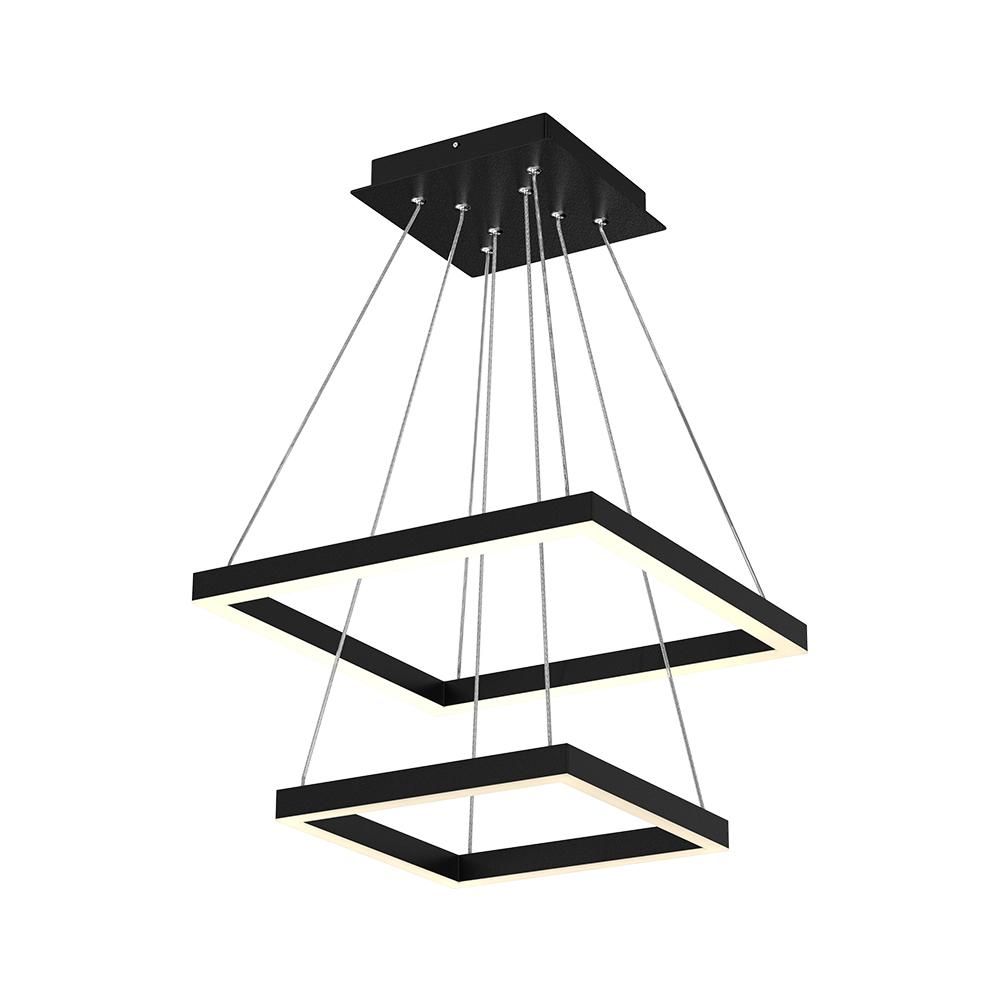 Modern Two - Tier Square Chandelier Lighting, 54W, 3000K, 3016LM, Dimension : 19.7''L×19.7''W×55''H - LEDMyPlace