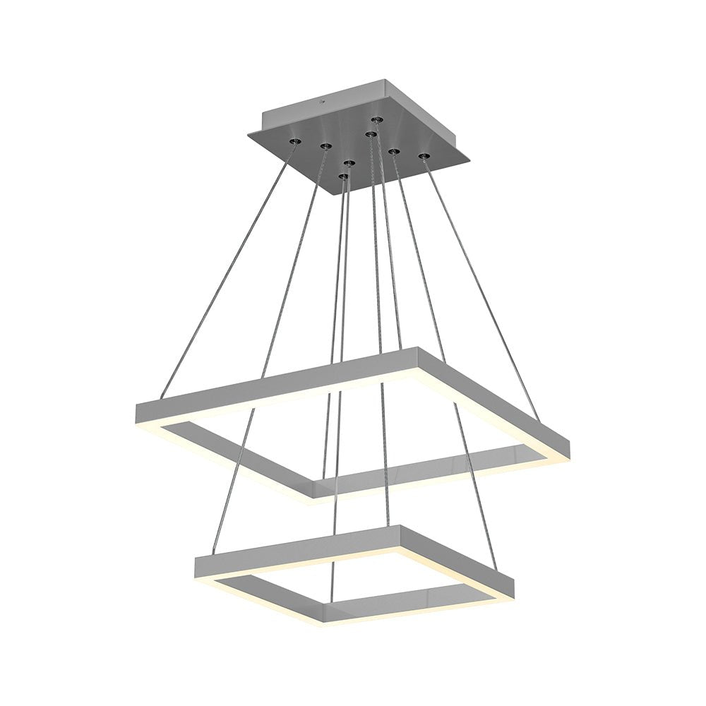 Modern Two - Tier Square Chandelier Lighting, 54W, 3000K, 3016LM, Dimension : 19.7''L×19.7''W×55''H - LEDMyPlace