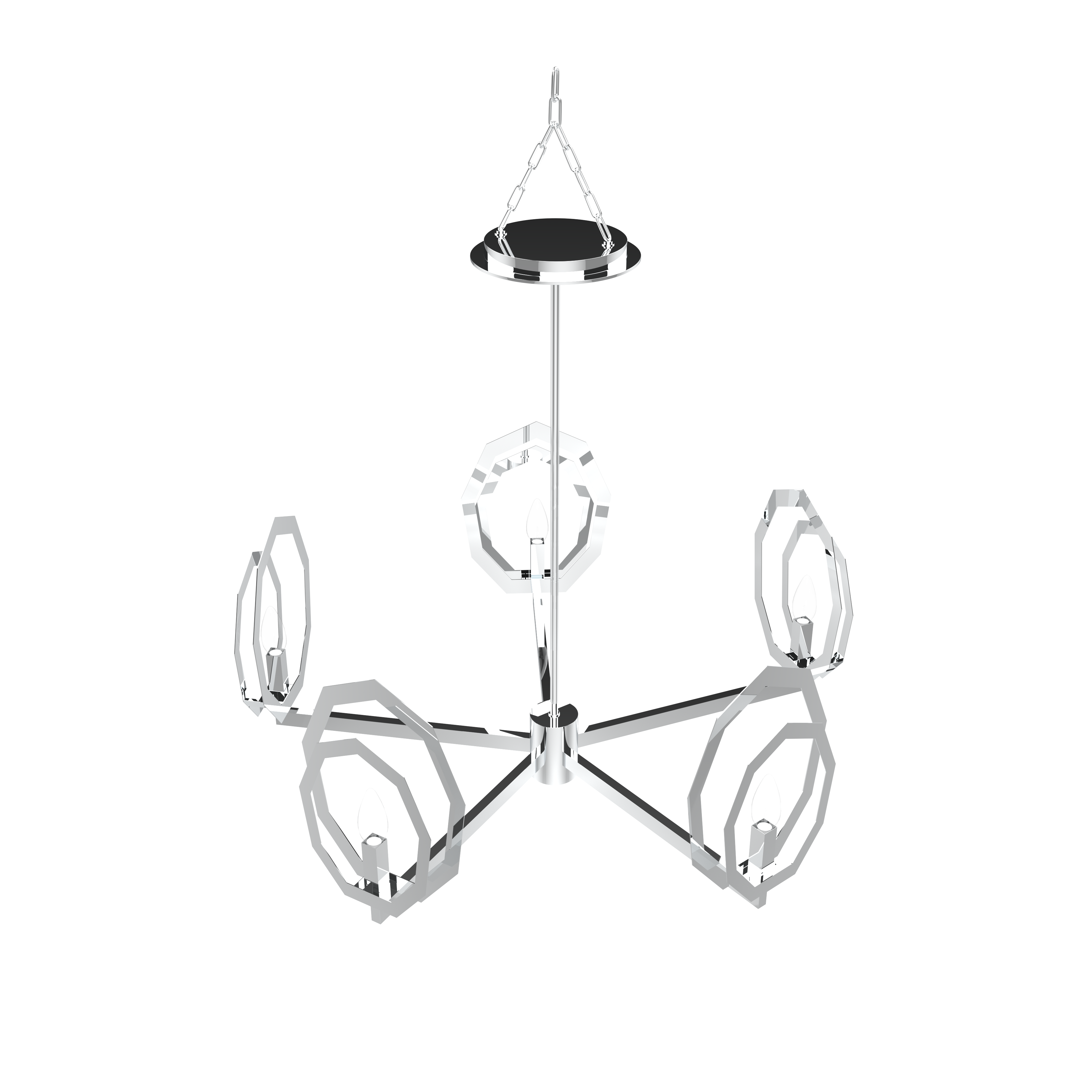 Flower Chandelier, 6-Light E12 Base, Polished Nickel Finish hardware with Snow White Glass Shades-Modern and Contemporary Chandelier 24 in. W