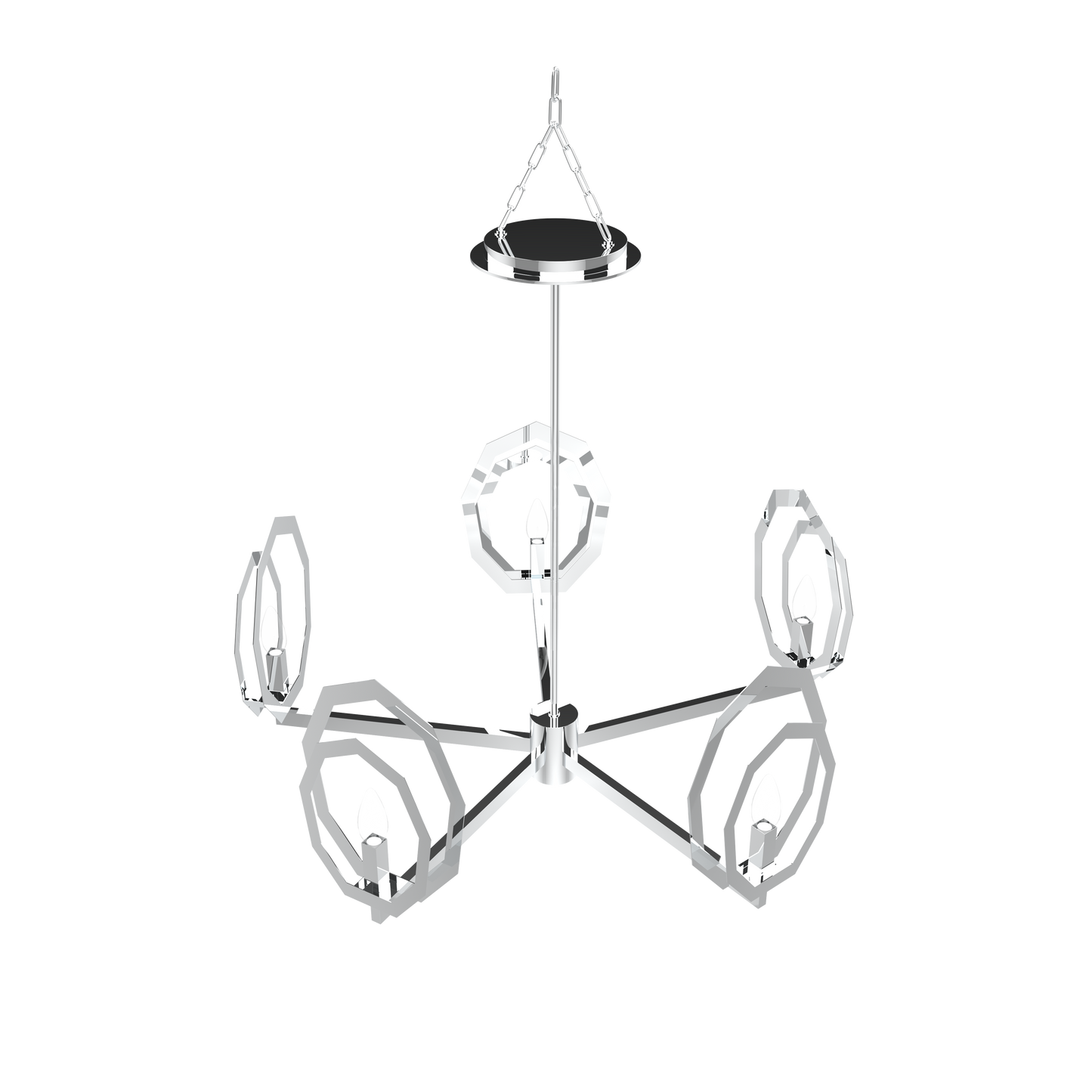 Flower Chandelier, 6-Light E12 Base, Polished Nickel Finish hardware with Snow White Glass Shades-Modern and Contemporary Chandelier 24 in. W