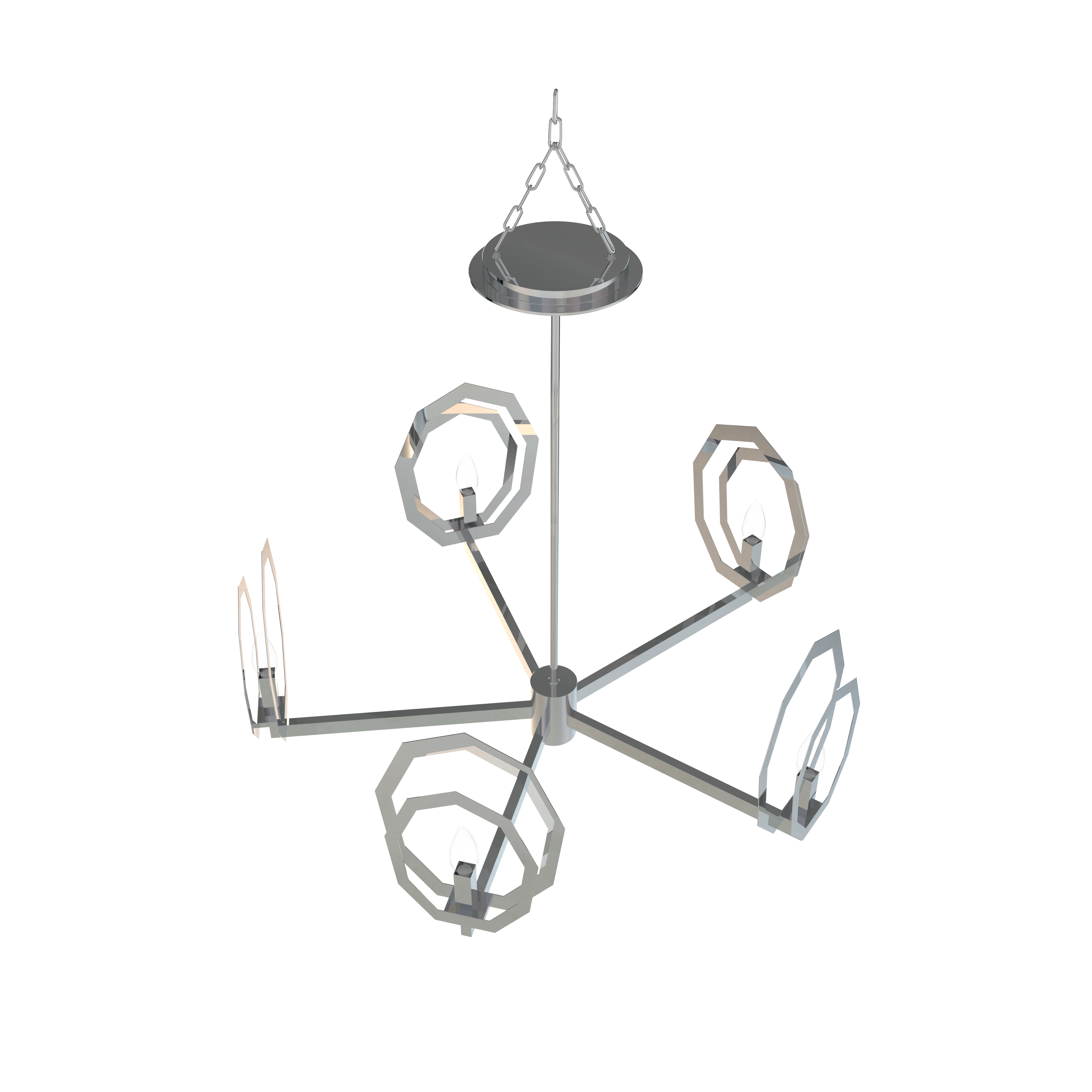 Flower Chandelier, 6-Light E12 Base, Polished Nickel Finish hardware with Snow White Glass Shades-Modern and Contemporary Chandelier 24 in. W