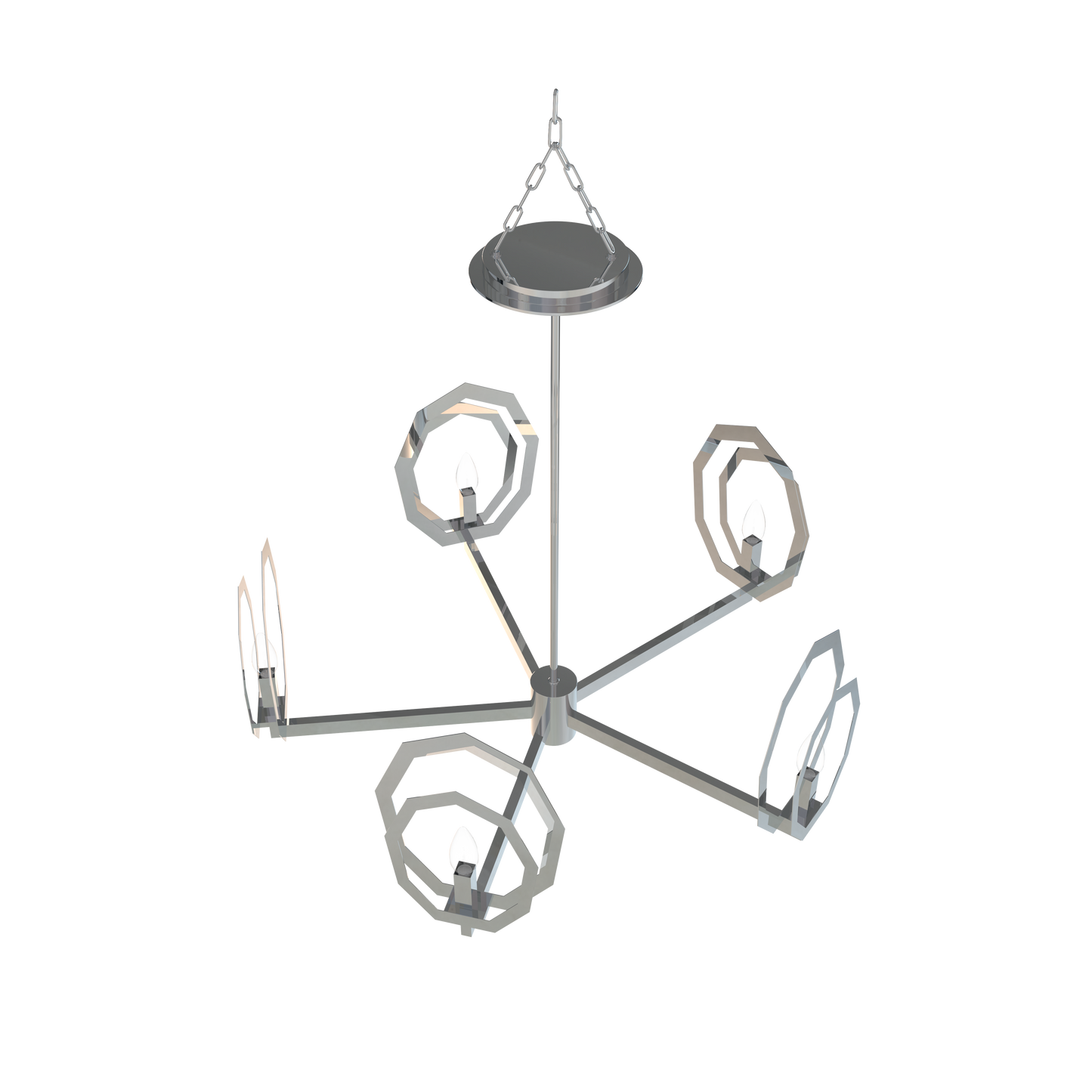 Flower Chandelier, 6-Light E12 Base, Polished Nickel Finish hardware with Snow White Glass Shades-Modern and Contemporary Chandelier 24 in. W