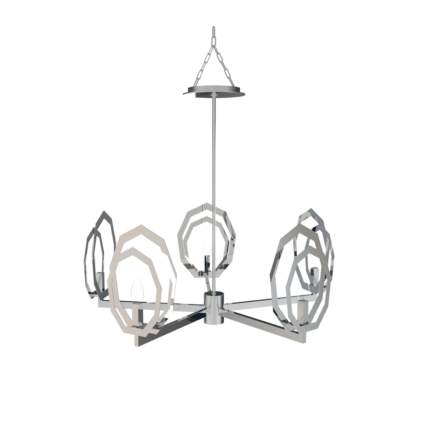 Flower Chandelier, 6-Light E12 Base, Polished Nickel Finish hardware with Snow White Glass Shades-Modern and Contemporary Chandelier 24 in. W