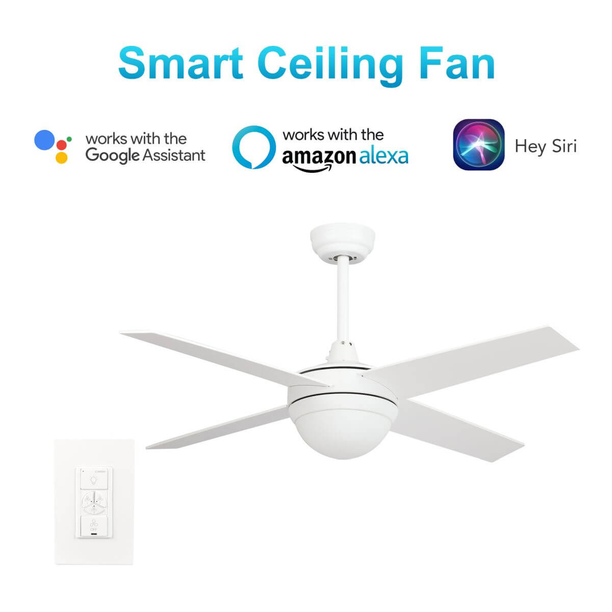 Nova 48 - inch Indoor Best Smart Ceiling Fan with LED Light Kit & Wall Control, Works with Alexa/Google Home/Siri - LEDMyPlace