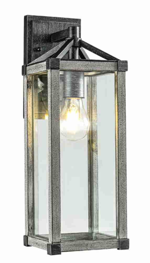 Outdoor 16.5" Wall Sconce, Black and White Washed Grey with Clear Glass Finish, E26 Socket, 1X60W, Wet Location Rated - LEDMyPlace