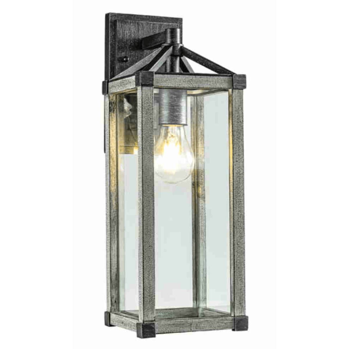 Outdoor 16.5" Wall Sconce, Black and White Washed Grey with Clear Glass Finish, E26 Socket, 1X60W, Wet Location Rated - LEDMyPlace