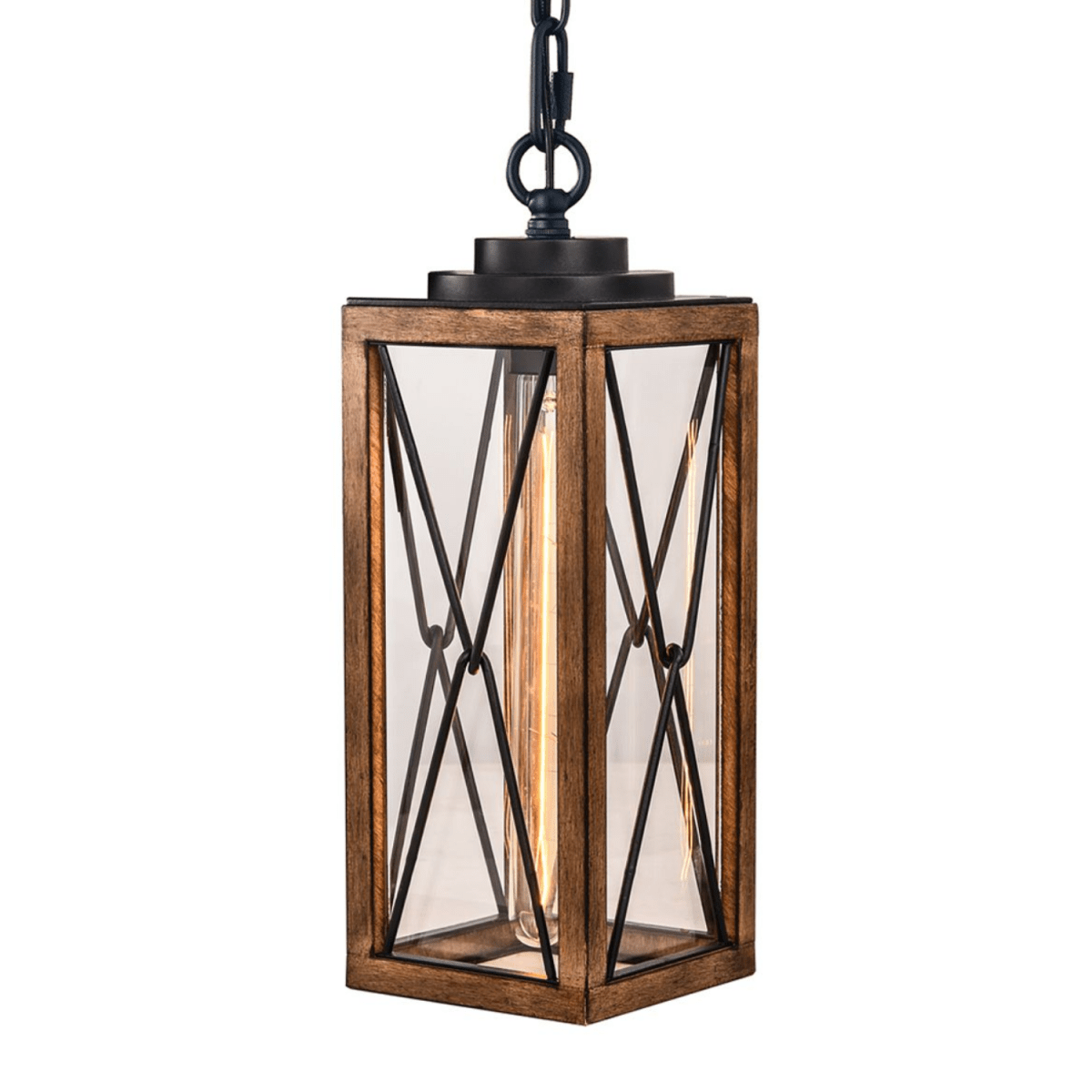 Outdoor Pendant Light Farmhouse Exterior Hanging Lantern with Clear Glass Shade for Porch, Patio, Entryway, ETL List - LEDMyPlace