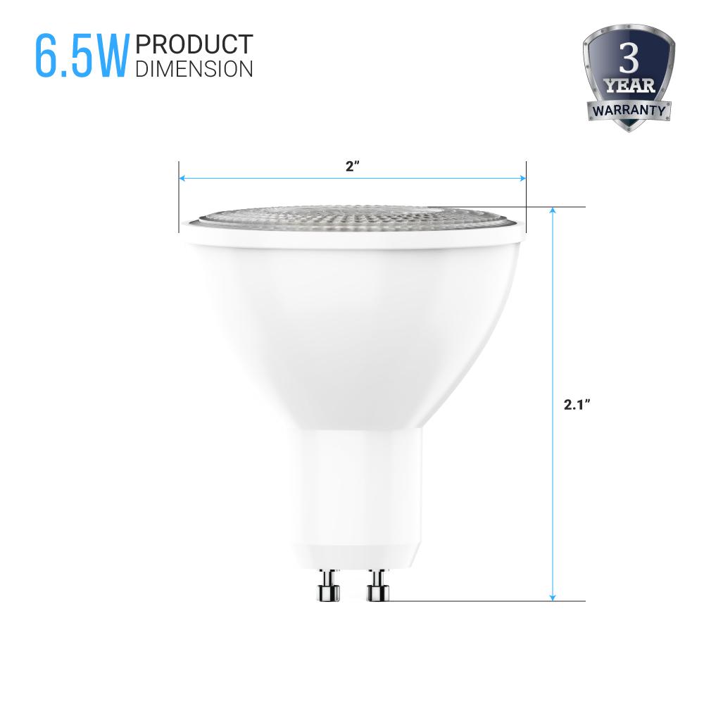 PAR16 LED Light Bulbs - 6.5 Watt GU10 base 3000K - 500 Lumens, Dimmable - LEDMyPlace