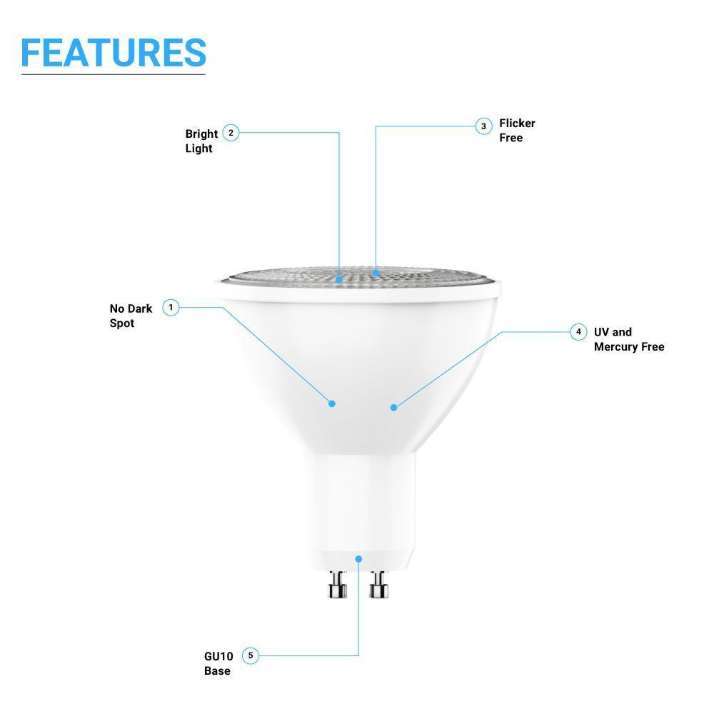 PAR16 LED Light Bulbs - 6.5 Watt GU10 base 3000K - 500 Lumens, Dimmable - LEDMyPlace