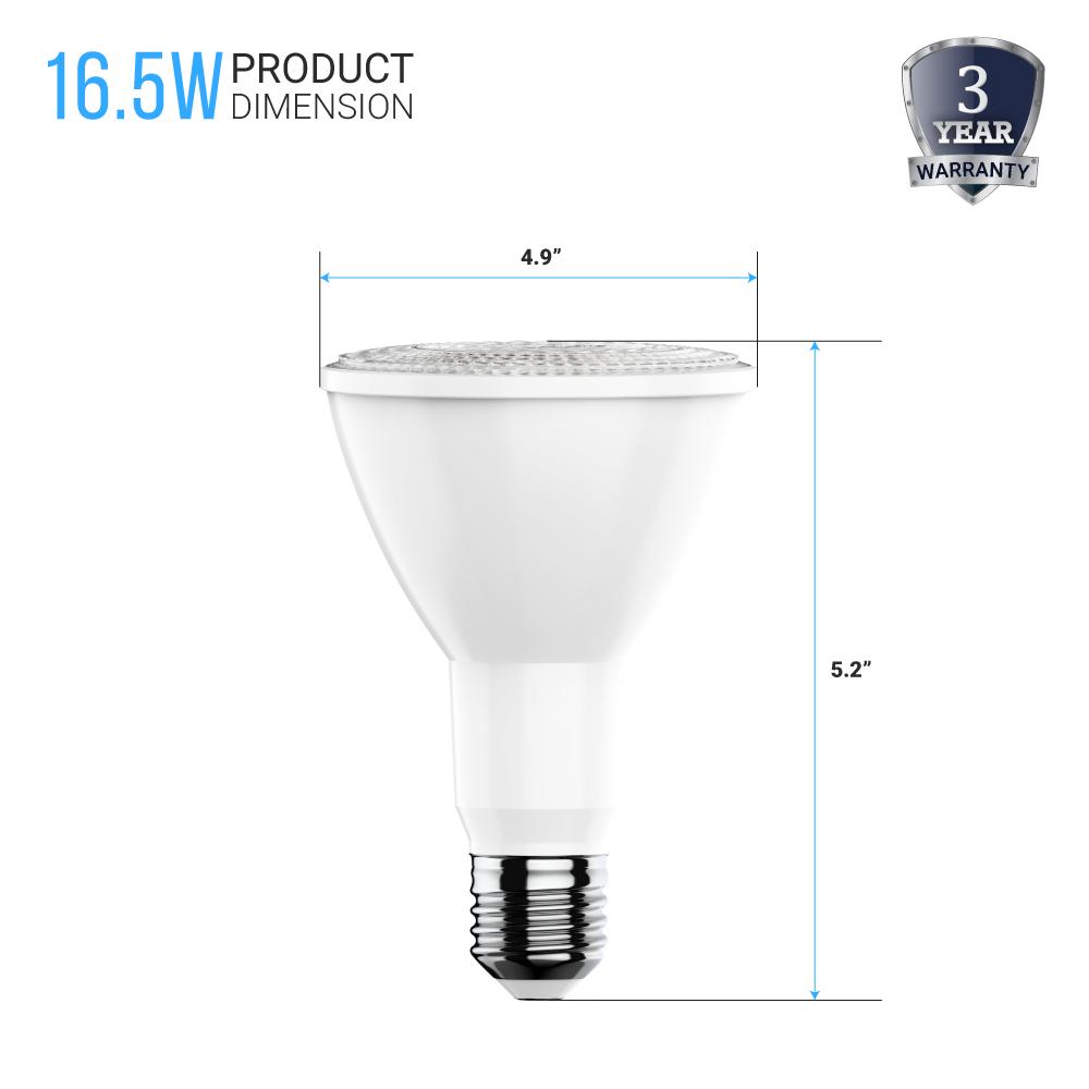 PAR38 LED Flood Light Bulbs 16.5 Watt 5000K 1200 Lumens Dimmable 120V E26 Base Damp Location - LEDMyPlace