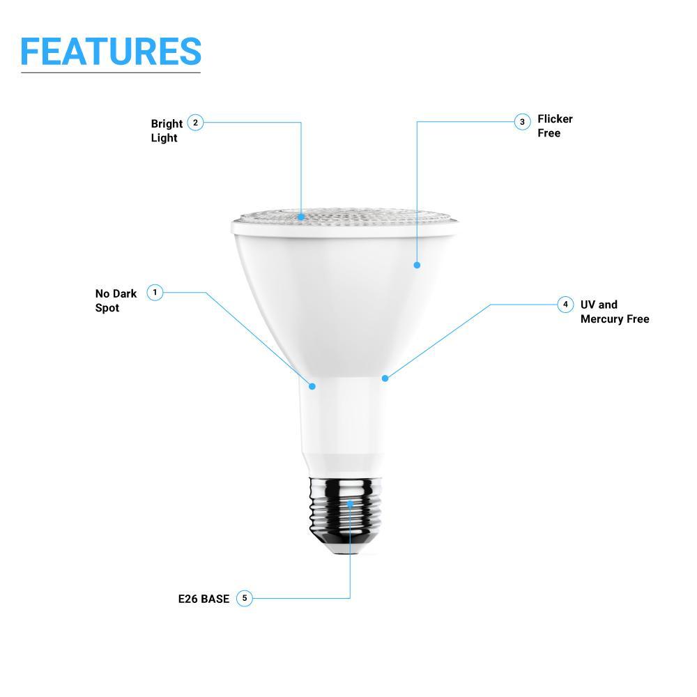 PAR38 LED Flood Light Bulbs 16.5 Watt 5000K 1200 Lumens Dimmable 120V E26 Base Damp Location - LEDMyPlace