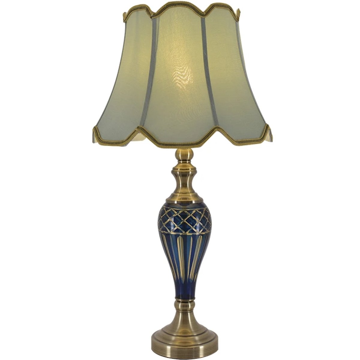 Piatunnia Art Deco Fluted Glass Best Table Lamp 28" - Cobalt Blue/Light Green - LEDMyPlace