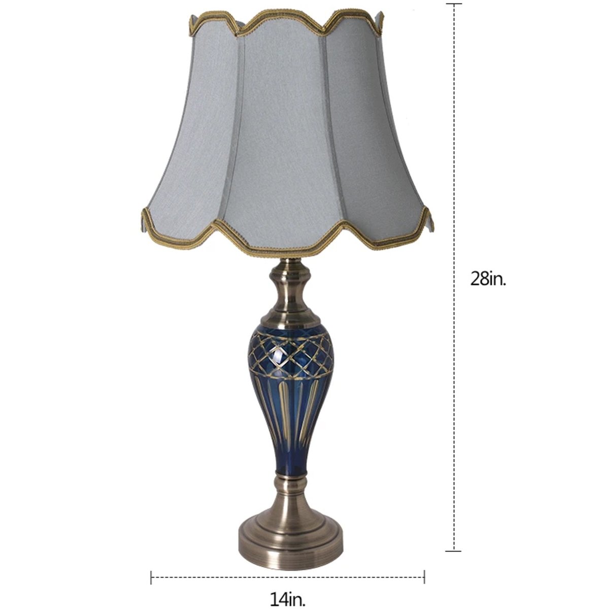 Piatunnia Art Deco Fluted Glass Best Table Lamp 28" - Cobalt Blue/Light Green - LEDMyPlace