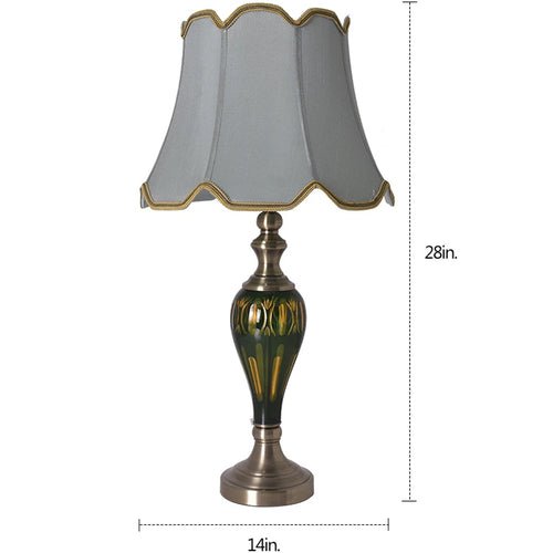 Piatunnia Art Deco Fluted Glass Best Table Lamp 28" - Emerald Green/Light Green (Set of 2) - LEDMyPlace