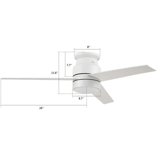 Ranger 52 In. 3 - Blade Led Indoor White Best Smart Ceiling Fan with Led Light Kit, Best Smart Wall Switch, Alexa/Google Home/Siri Compatible - LEDMyPlace