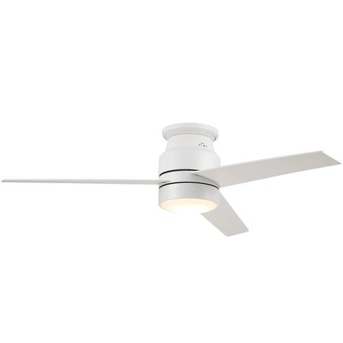 Ranger 52 In. 3 - Blade Led Indoor White Best Smart Ceiling Fan with Led Light Kit, Best Smart Wall Switch, Alexa/Google Home/Siri Compatible - LEDMyPlace