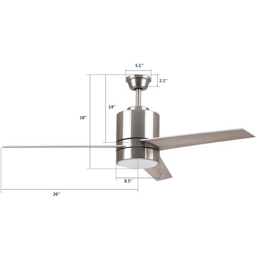 Ranger 52 In. 3 - Blade Led Indoor Wi - Fi Best Smart Ceiling Fan with Light Kit, Best Smart Wall Switch, Alexa/Google Home/Siri Compatible, Silver Wooden Pattern - LEDMyPlace