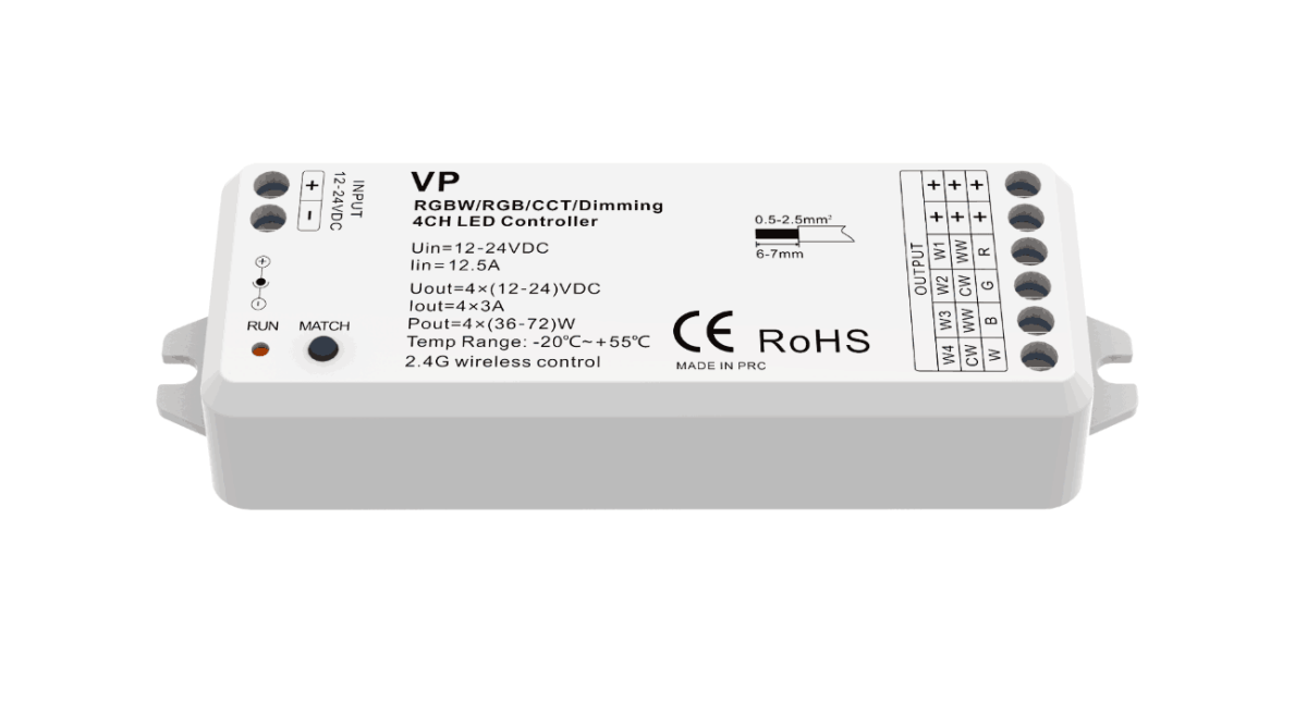 RGBW LED Controller - Wireless Remote w/ Dynamic Color - Changing Modes - LEDMyPlace