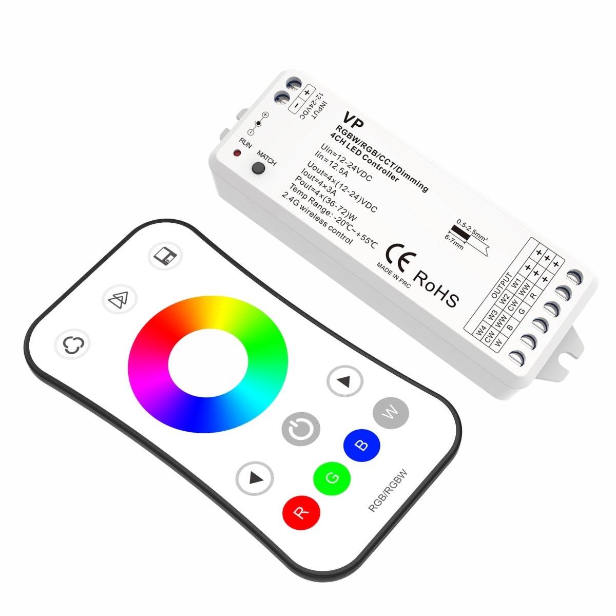 RGBW LED Controller - Wireless Remote w/ Dynamic Color - Changing Modes - LEDMyPlace