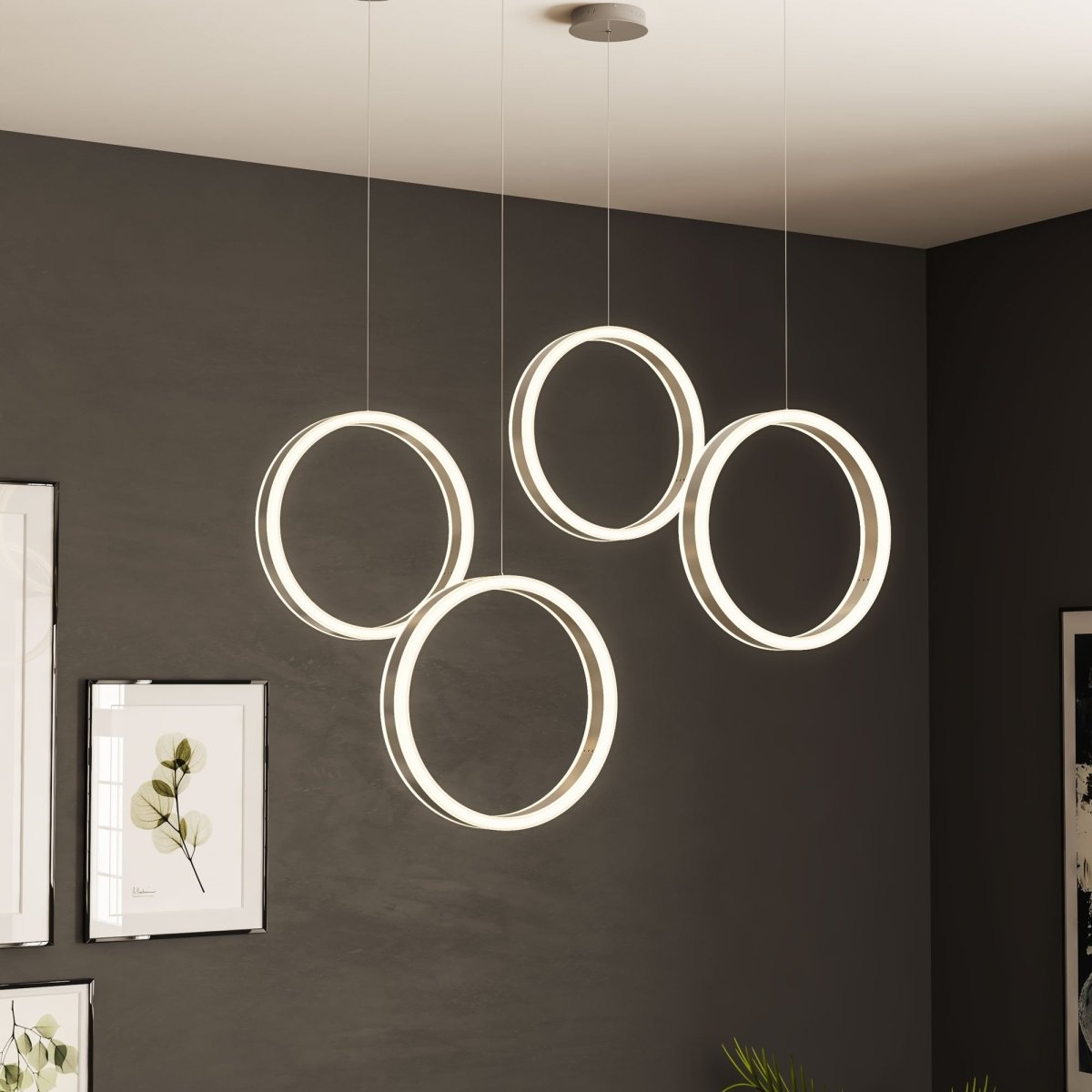 Ring 1 - Light LED Unique Design Pendant, 34W, 3000K (Warm White), 1028LM, Dimmable, Aluminum Body Finish, Pendant Mounting - LEDMyPlace