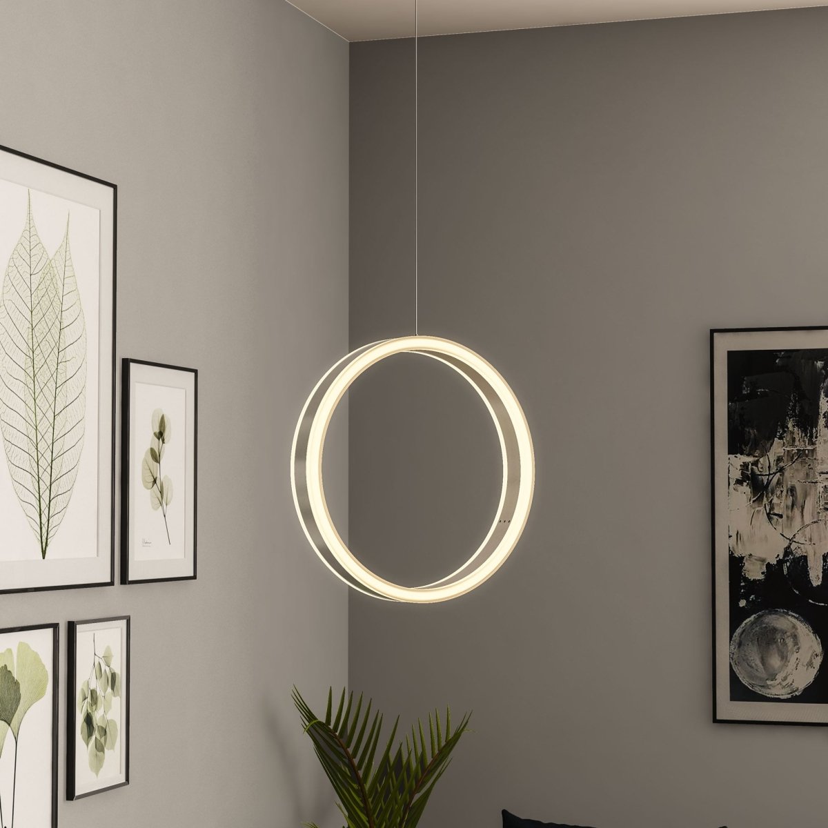 Ring 1 - Light LED Unique Design Pendant, 34W, 3000K (Warm White), 1028LM, Dimmable, Aluminum Body Finish, Pendant Mounting - LEDMyPlace