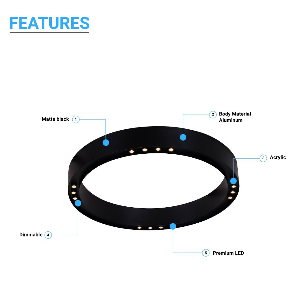 Ring Flush Mount LED Lighting Fixture, 16W/24W, 3000K, 800LM/1200LM, Close to Ceiling lights, Dimmable - LEDMyPlace