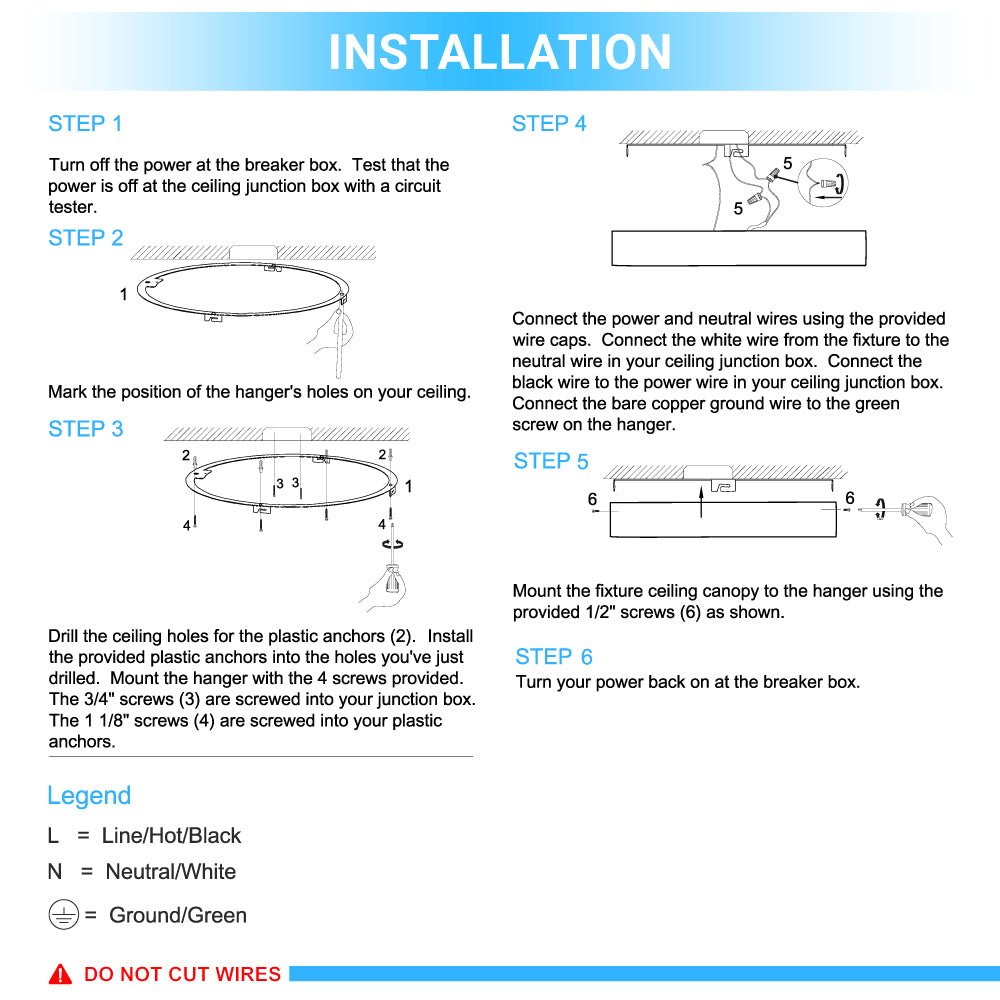 Ring Flush Mount LED Lighting Fixture, 16W/24W, 3000K, 800LM/1200LM, Close to Ceiling lights, Dimmable - LEDMyPlace