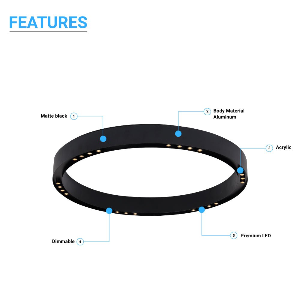 Ring Flush Mount LED Lighting Fixture, 16W/24W, 3000K, 800LM/1200LM, Close to Ceiling lights, Dimmable - LEDMyPlace