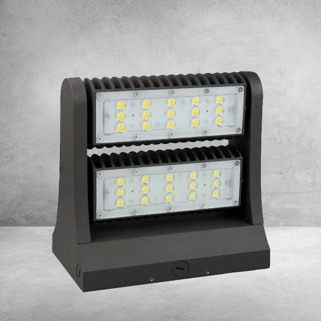 Rotatable LED Wall Pack Light 80W 5700K, 10800LM, Black, UL, DLC Premium, IP65, Adjustable Head Can be used as Up/Down Light, Outdoor Rotatable Wall Light - LEDMyPlace