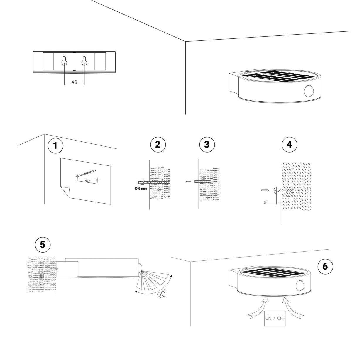 Smart Solar Outdoor LED Wall Lights with PIR Sensor, Round, HY06WSRB, Waterproof Outdoor Security Lights - LEDMyPlace