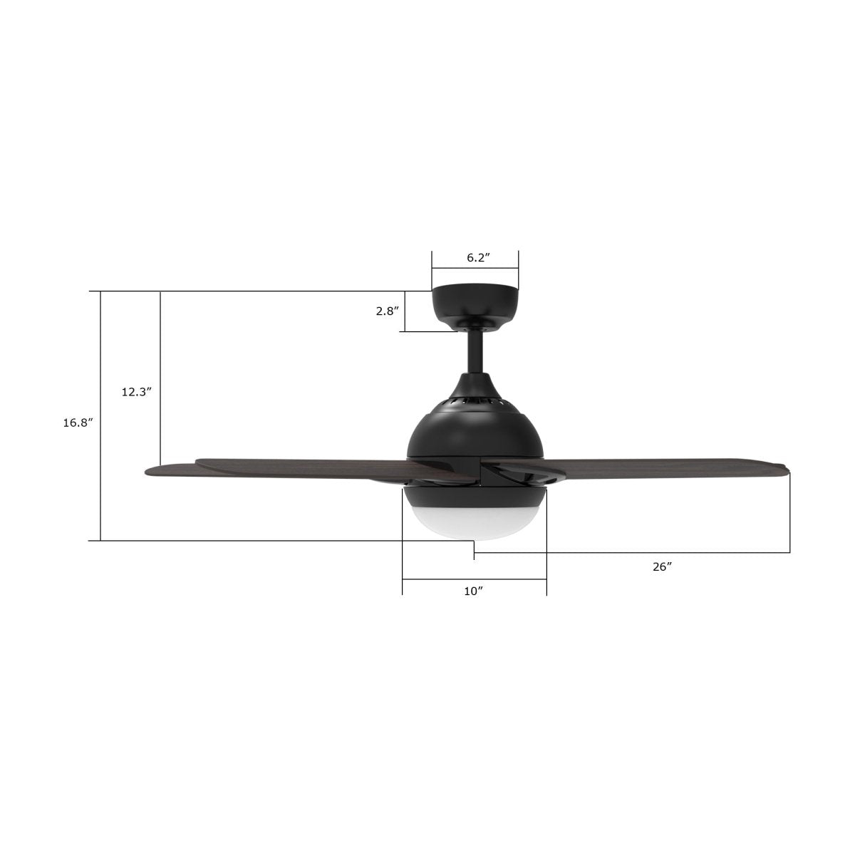 Solasta 52 Inch 5 - Blade Best Smart Ceiling Fan With Led Light Kit & Remote - Black/Dark Wood - LEDMyPlace