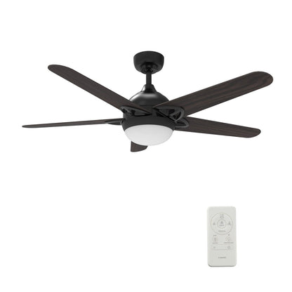 Solasta 52 Inch 5 - Blade Best Smart Ceiling Fan With Led Light Kit & Remote - Black/Dark Wood - LEDMyPlace