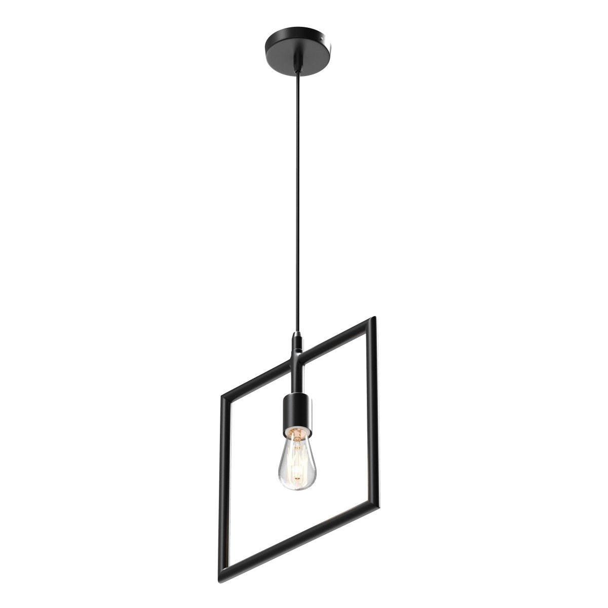 Square Shape Matte Black Pendant Light Fixture, E26 Base, UL Listed for Dry Location - LEDMyPlace