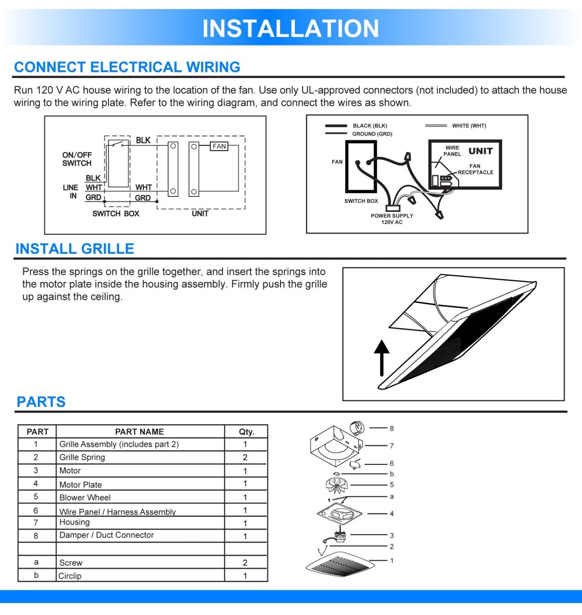 Sterling Value Series S50 Bathroom Exhaust Fan, 4.0 Sones, 50 CFM, White, Ceiling/Wall Mounted, ETL Listed - LEDMyPlace