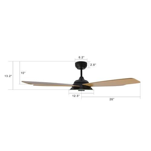 Striker 52 in. 5 - Blade Best Smart Ceiling Fan with Dimmable LED Light, Black/Fine Wood Grain Finish, Works w/ Remote Control/Alexa/Google Home/Siri - LEDMyPlace