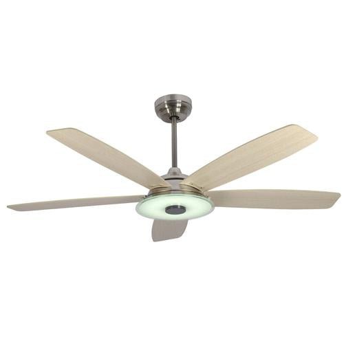 Striker 52 in. 5 - Blade Best Smart Ceiling Fan with Dimmable LED Light, Silver/Light Wood Finish, Works w/ Remote Control/Alexa/Google Home/Siri - LEDMyPlace