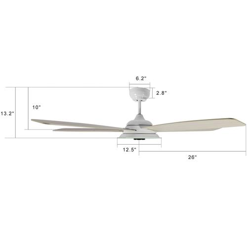 Striker 52 in. 5 - Blade Best Smart Ceiling Fan with Dimmable LED Light, White/Light Wood Finish, Works w/ Remote Control/Alexa/Google Home/Siri - LEDMyPlace