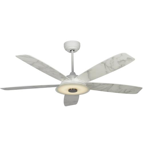 Striker 52 in. 5 - Blade Best Smart Ceiling Fan with Dimmable LED Light, White/Marble Pattern, Works w/ Remote Control/Alexa/Google Home/Siri - LEDMyPlace