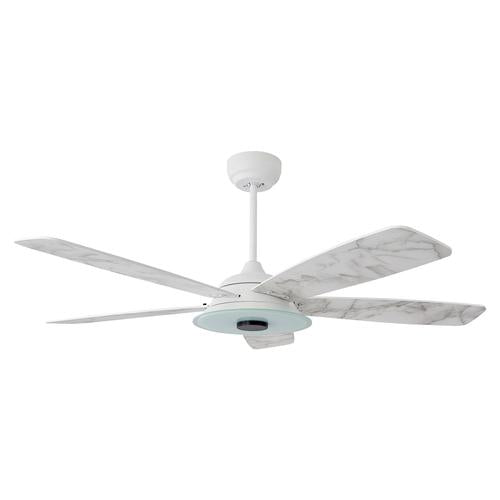 Striker 52 in. 5 - Blade Best Smart Ceiling Fan with Dimmable LED Light, White/Marble Pattern, Works w/ Remote Control/Alexa/Google Home/Siri - LEDMyPlace