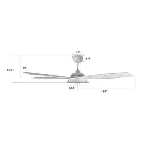 Striker 52 in. 5 - Blade Best Smart Ceiling Fan with Dimmable LED Light, White/Marble Pattern, Works w/ Remote Control/Alexa/Google Home/Siri - LEDMyPlace