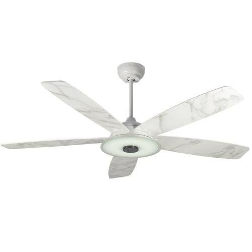 Striker 52 in. 5 - Blade Best Smart Ceiling Fan with Dimmable LED Light, White/Marble Pattern, Works w/ Remote Control/Alexa/Google Home/Siri - LEDMyPlace